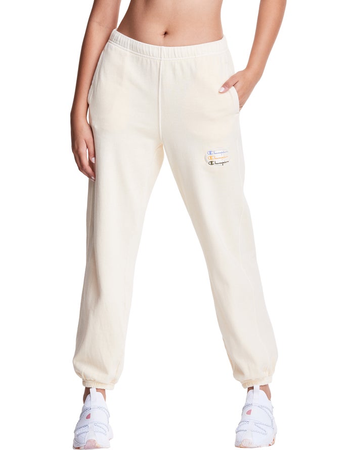 Champion Womens Sweatpants NZ - Lightweight Fleece Cream ( 5042-VBDKG )